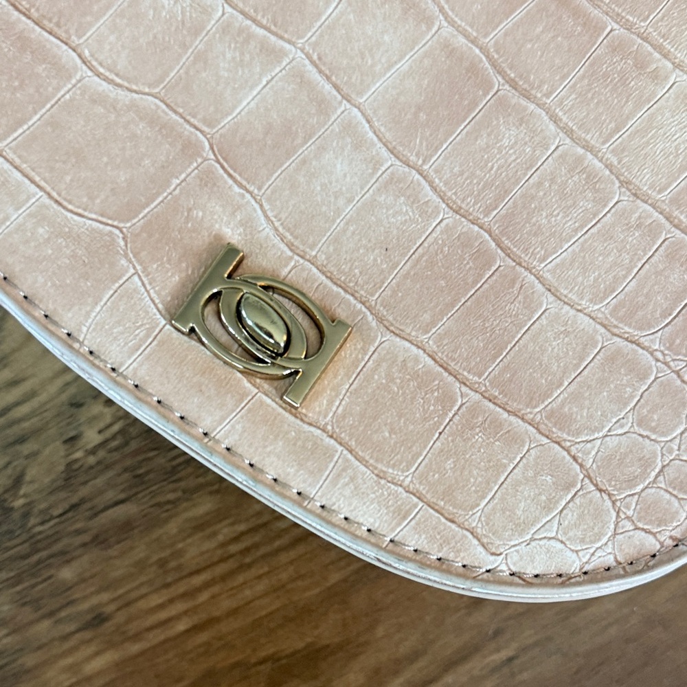 *BEBE* Michelle Mini Saddle Bag Crossbody Chain Strap Shoulder Purse tan - NEW - Picture 2 of 12